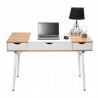 Birou din Mdf, stejar Sonoma Tabac cu 3 sertare, stil scandinav, 120x77 cm, Ego-Loft White