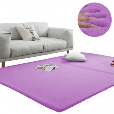 Covor Plusat, EGO-Rabbit, Lavender, spate Anti-Derapant, 200x250 cm, microfibra de matase