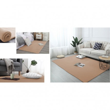 Covor Plusat, EGO-Rabbit, L.Camel, spate Anti-Derapant, 140x200 cm, microfibra de matase