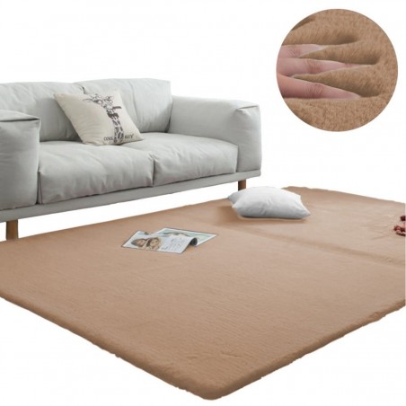 Covor Plusat, EGO-Rabbit, L.Camel, spate Anti-Derapant, 140x200 cm, microfibra de matase