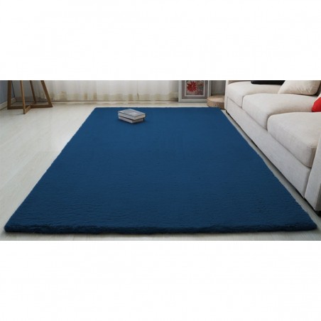 Covor Plusat, EGO-Rabbit, Royal Navy, spate Anti-Derapant, 200x200 cm, microfibra de matase
