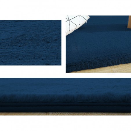 Covor Plusat, EGO-Rabbit, Royal Navy, spate Anti-Derapant, 200x200 cm, microfibra de matase