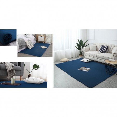 Covor Plusat, EGO-Rabbit, Royal Navy, spate Anti-Derapant, 200x200 cm, microfibra de matase