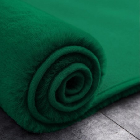 Covor Plusat, EGO-Rabbit, Green, spate Anti-Derapant, 140x200 cm, microfibra de matase