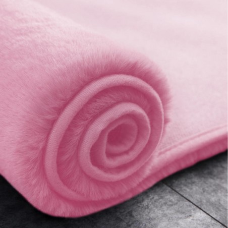 Covor Plusat, EGO-Rabbit Round, Pink, 2 cm grosime, spate Anti-Derapant, 180x180 cm, microfibra de matase