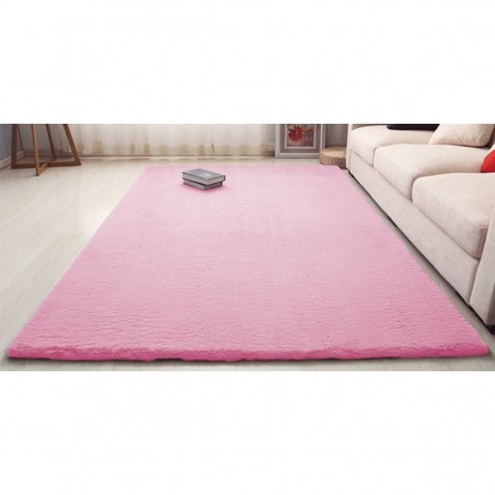 Covor Plusat, EGO-Rabbit, Pink, 3 cm grosime, spate Anti-Derapant, 180x260 cm, microfibra de matase