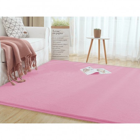 Covor Plusat, EGO-Rabbit, Pink, 3 cm grosime, spate Anti-Derapant, 180x260 cm, microfibra de matase