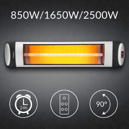 Incalzitor stativ cu infrarosu, 850, 1650, 2500 W, 3 trepte de incalizire, reglabil, telecomanda, Argintiu