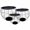 Set 3 masute de cafea stil scandinav, dimensiuni S, M, L, Negru, Ada