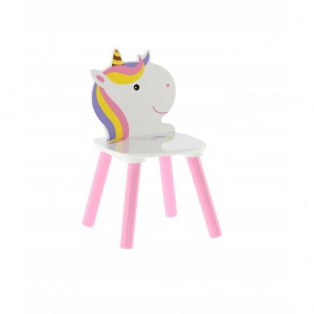 Set masuta cu 2 scaune pentru copii, roz, alb,lemn, MDF, Unicorn