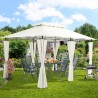 Pavilion de gradina cu acoperis detasabil, pereti laterali cu fermoare, protectie UV+50, Bej, 4x3 m, Mauro