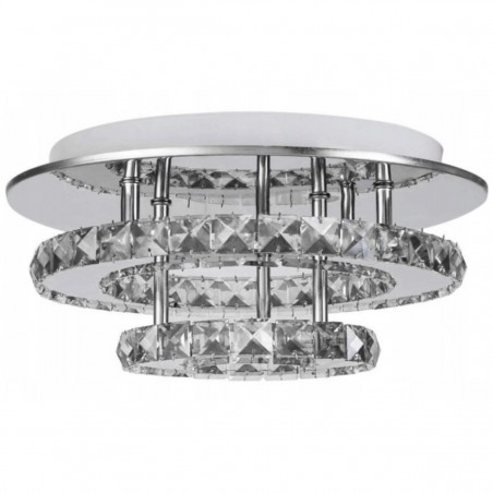 Plafoniera Cristal Squares Glamour Chrome, LED, 4000K, Crom, 230V, sticla cristal