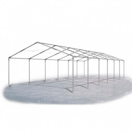 Cort pavilion, Alb, 6x12 m, 12 ferestre + 2 intrari, cadru din otel galvanizat, material PVC 240g/m2, impermeabil