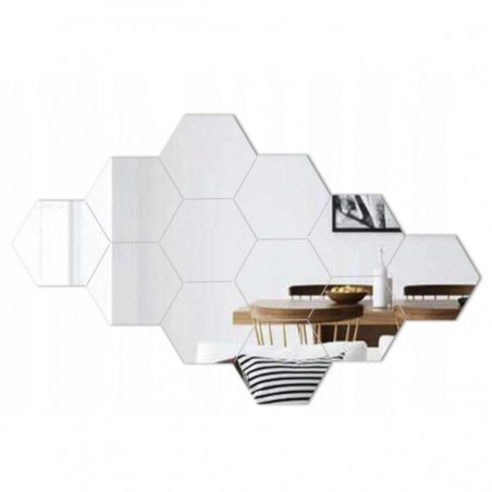 Oglinda din 8 bucati hexagonale, autoadeziva, design Modern