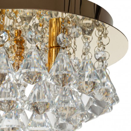 Plafoniera Cristal Diamonds Glamour Gold, G9, Auriu, 230V, sticla cristal