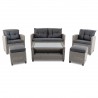 Set mobilier terasa sau gradina,  masuta de cafea, canapea, 2 fotolii, 2 tabureti, perne impermeabile, poliratan, gri, Felicia Set mobilier terasa sau gradina,  masuta de cafea, canapea, 2 fotolii, 2 tabureti, perne impermeabile, poliratan, gri, Felicia