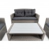 Set mobilier terasa sau gradina,  masuta de cafea, canapea, 2 fotolii, 2 tabureti, perne impermeabile, poliratan, gri, Felicia Set mobilier terasa sau gradina,  masuta de cafea, canapea, 2 fotolii, 2 tabureti, perne impermeabile, poliratan, gri, Felicia