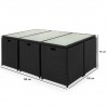 Set mobilier terasa gradina, Cub pliabil, masa mare, 6 scaune cu spatar rabatabil, 4 tabureti, 180x120x74 cm, Negru, Michigan Set mobilier terasa gradina, Cub pliabil, masa mare, 6 scaune cu spatar rabatabil, 4 tabureti, 180x120x74 cm, Negru, Michigan
