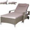 Scaun, sezlong din poliratan, cu spatar reglabil in 6 trepte, cu perna Taupe inclusa, 190x90 cm, pentru gradina, piscina, balcon Scaun, sezlong din poliratan, cu spatar reglabil in 6 trepte, cu perna Taupe inclusa, 190x90 cm, pentru gradina, piscina, balcon