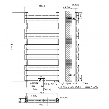 Calorifer EGO - Nadir, radiator Portprosop din otel, Alb, 100x50 cm