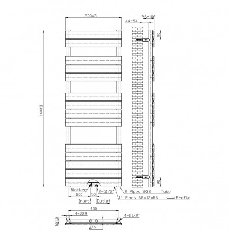 Calorifer EGO - Nadir, radiator Portprosop din otel, Alb, 140x50 cm