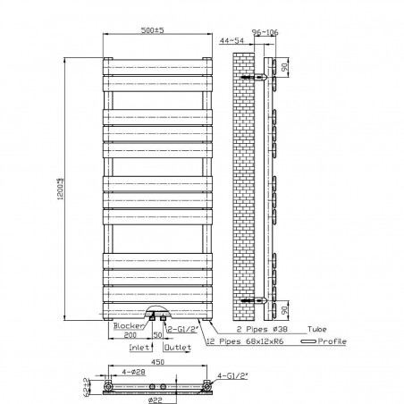 Calorifer EGO - Nadir, radiator Portprosop din otel, Antracit, 120x50 cm