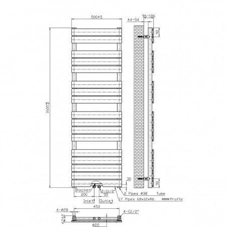 Calorifer EGO - Nadir, radiator Portprosop din otel, Antracit, 160x50 cm