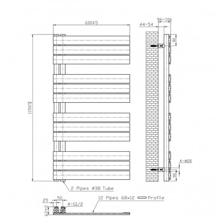 Calorifer EGO - Nasim, Radiator portprosop din otel, Alb , Design deosebit, 115x60 cm