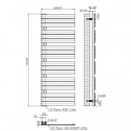 Calorifer EGO - Nasim, Radiator portprosop din otel, Antracit, Design deosebit, 164x60 cm