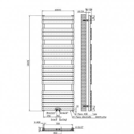 Calorifer EGO - Nadir, radiator Portprosop din otel, Cappuccino, 180x50 cm