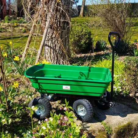 Carucior de gradina pentru transport universal, Basculabil, sarcina 300 kg, roti gonflabile