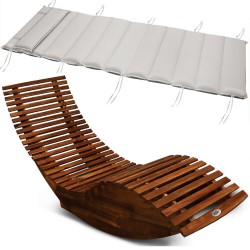 Sezlong ergonomic din lemn de Acacia cu perna sezlong inclusa