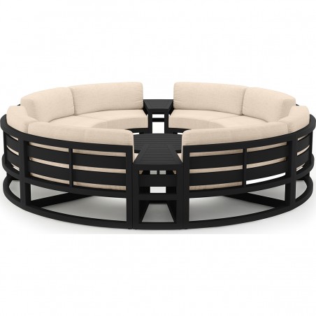 Set Mobilier Rotund, Cadru Aluminiu, 7 Piese, Dark Grey, Perne Incluse Crem, Coral, Luxury by EGO