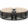 Set Mobilier Rotund terasa sau gradina, Cadru Aluminiu, 7 Piese, Dark Grey, Perne Incluse Crem, Coral