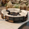Set Mobilier Rotund terasa sau gradina, Cadru Aluminiu, 7 Piese, Dark Grey, Perne Incluse Crem, Coral
