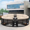 Set Mobilier Rotund terasa sau gradina, Cadru Aluminiu, 7 Piese, Dark Grey, Perne Incluse Crem, Coral
