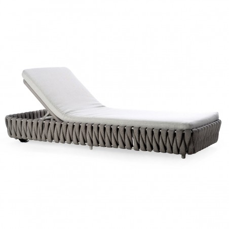 Sezlong de plaja cu saltea reglabil, cadru aluminiu si impletitura tip EQ, Tenerife