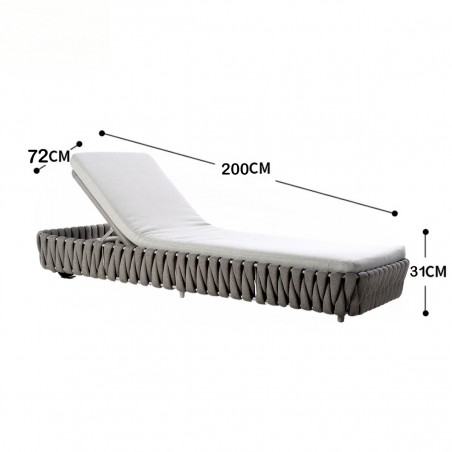 Sezlong de plaja cu saltea reglabil, cadru aluminiu si impletitura tip EQ, Tenerife