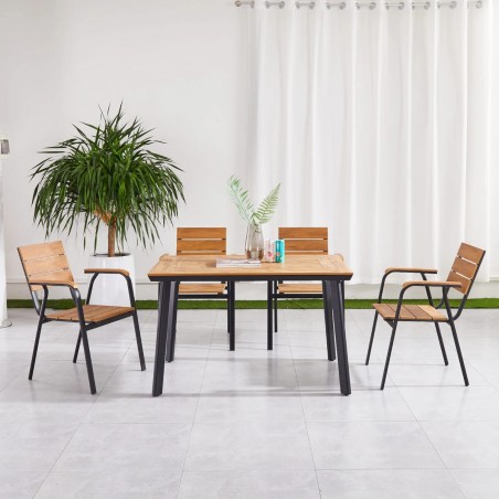 Set mobilier din aluminiu , masa  cu blat din WPC, 4 scaune, pentru terasa sau gradina,Eliza