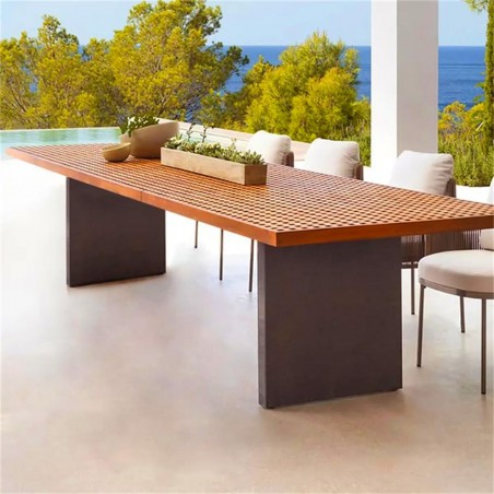 Set mobilier, Masa cu 8 scaune perne incluse, cadru din aluminiu si poliratan, terasa sau gradina, Mora, Luxury by EGO