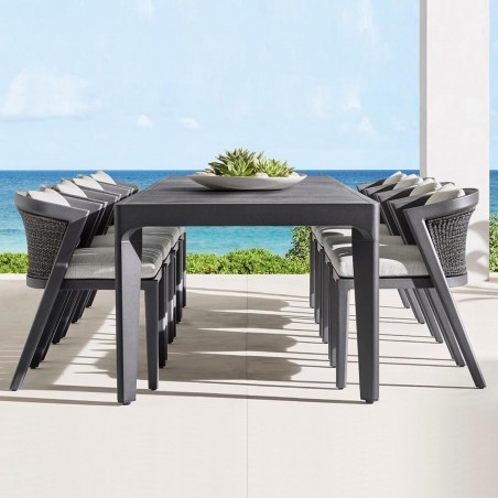 Set mobilier terasa gradina, masa si 8 scaune, cadru aluminiu si poliratan Dark grey, Dalia, Luxury by EGO