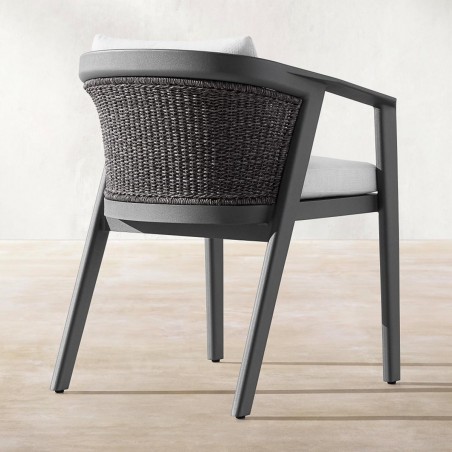 Set mobilier terasa gradina, masa si 8 scaune, cadru aluminiu si poliratan Dark grey, Dalia, Luxury by EGO