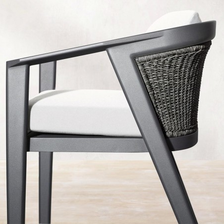 Set mobilier terasa gradina, masa si 8 scaune, cadru aluminiu si poliratan Dark grey, Dalia, Luxury by EGO