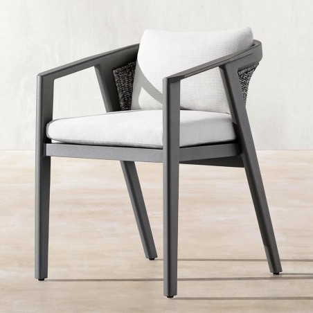 Set mobilier,  Masa si 8 scaune, cadru aluminiu si poliratan Dark grey, pentru terasa si gradina, Dalia, Luxury by EGO