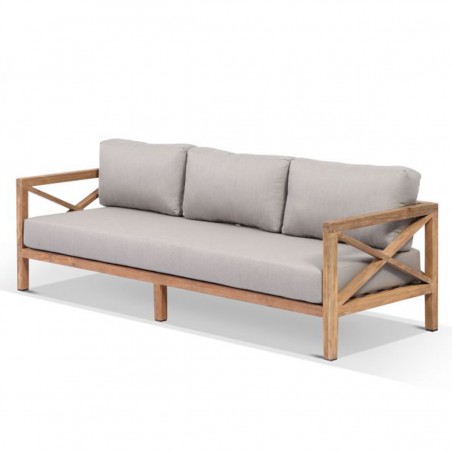Set mobilier o canapea si 2 fotoliu, masuta de cafea, cadru lemn de Tec, perne incluse, Elio, Luxury by EGO