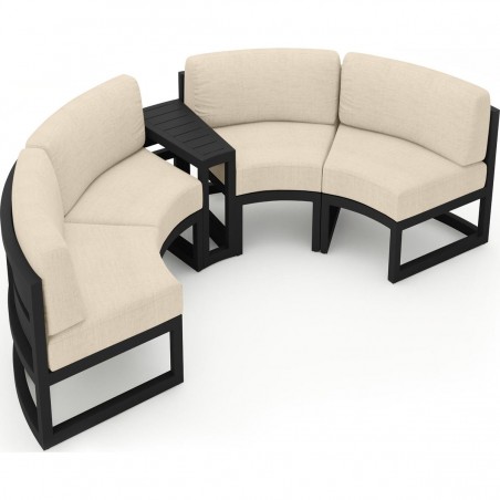 Set Mobilier Rotund, Cadru Aluminiu, 7 Piese, Dark Grey, Perne Incluse Crem, Coral, Luxury by EGO