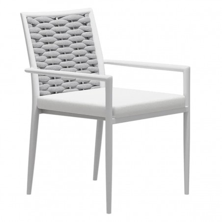 Set mobilier, masa extensibila din aluminiu si lemn, 8 scaune,impletitura tip funie, Torino, Luxury by EGO
