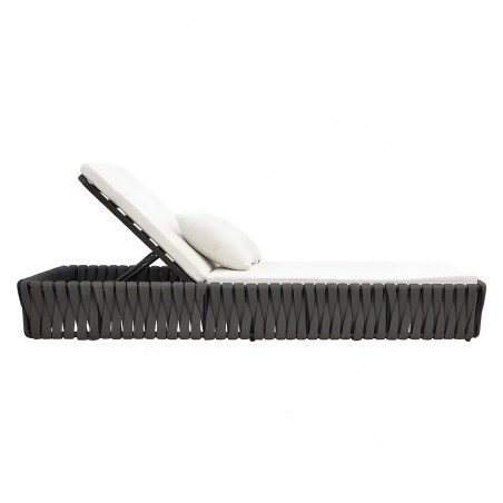 Sezlong de plaja cu saltea reglabil, cadru aluminiu si impletitura tip EQ, Tenerife
