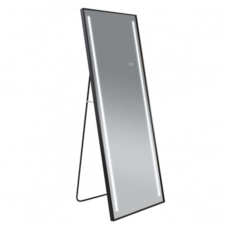 Oglinda Led de podea sau perete, cadru negru aluminiu, touch, 3 Culori, dezaburire, 5 mm, dimensiune: 60x165 cm, Mirage