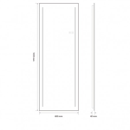 Oglinda Led de podea sau perete, cadru negru aluminiu, touch, 3 Culori, dezaburire, 5 mm, dimensiune: 60x165 cm, Mirage